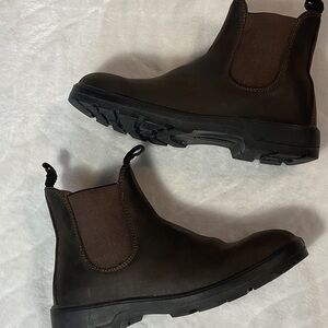 Men's Dark Brown Leather Ankle Boots 3m water resistant